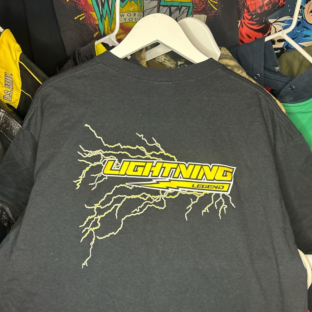 Y2K Dudley Softball Lightning Legend Lightning Bolts Black T-shirt size XL
